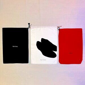 PAUL SMITH "Final Markdown" Black White Red Drawstring Travel Dust Bags Set 3
